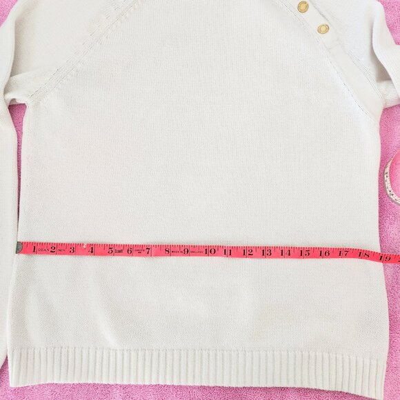 Women's Ralph Lauren White Gold Button Mock Turtleneck Sweater Size XL - Picture 14 of 16